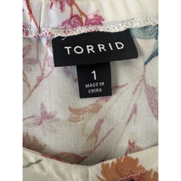 Torrid Peplum Challis Sweetheart Flutter Sleeve Top Floral Women's Plus Size 1X - Picture 5 of 11